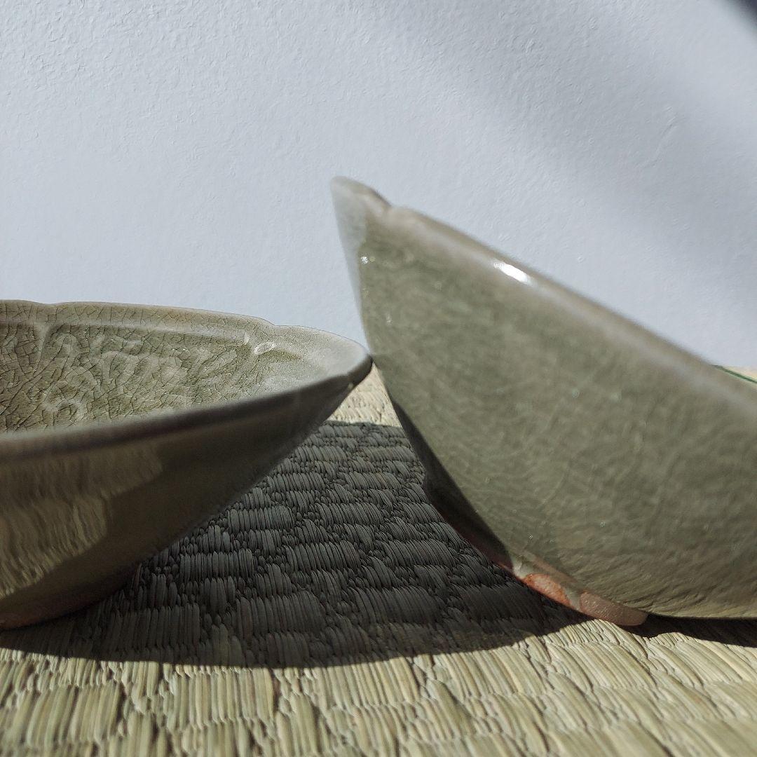 近藤亮介 陽刻　渋いグリーン系　小鉢　2個セット　新品未使用