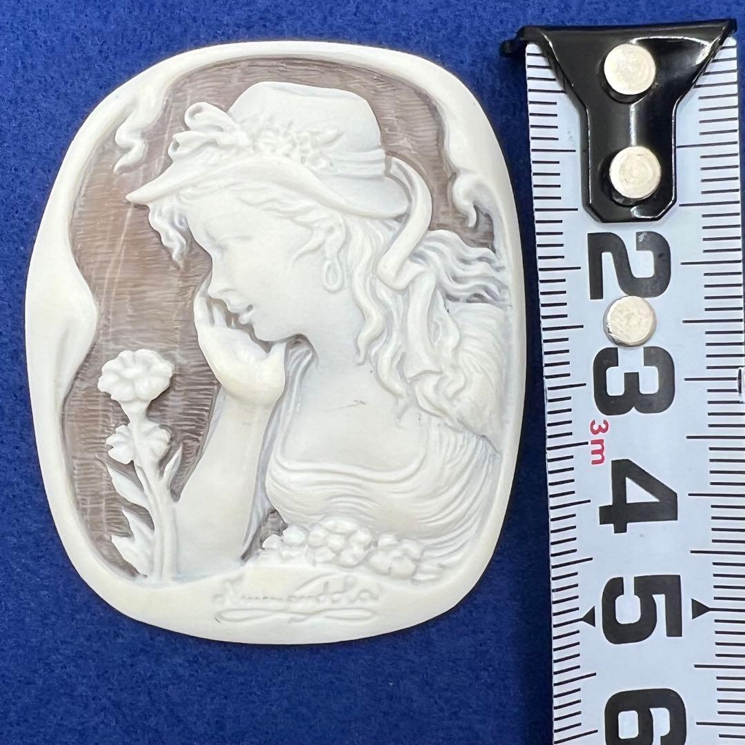 天然シェル カメオ 作者名アリ 11.6g 日本宝石科学協会ソーティング付き