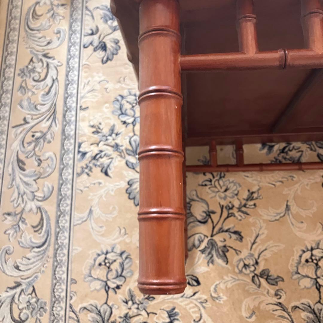 貝殻細工の花模様の木製座卓