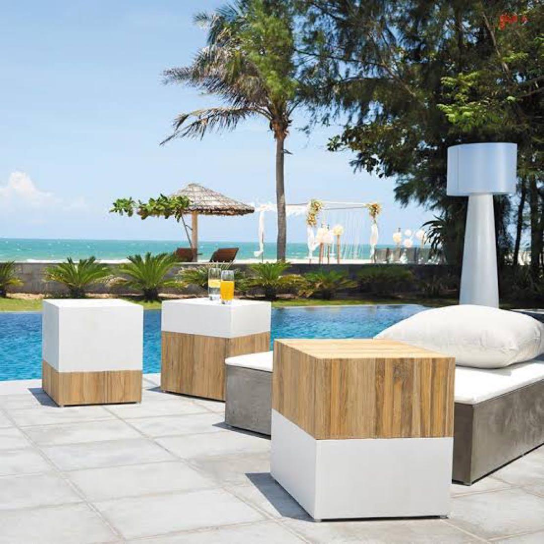 (新品・未開封) サム キューブ テーブル / スツール トップチーク 1個