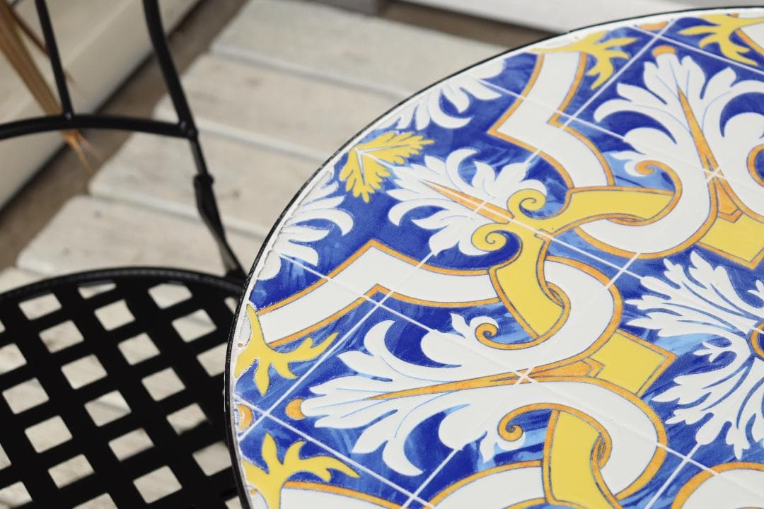 ガーデンテーブルセット アイアン イタリアンイエロー 3点セット