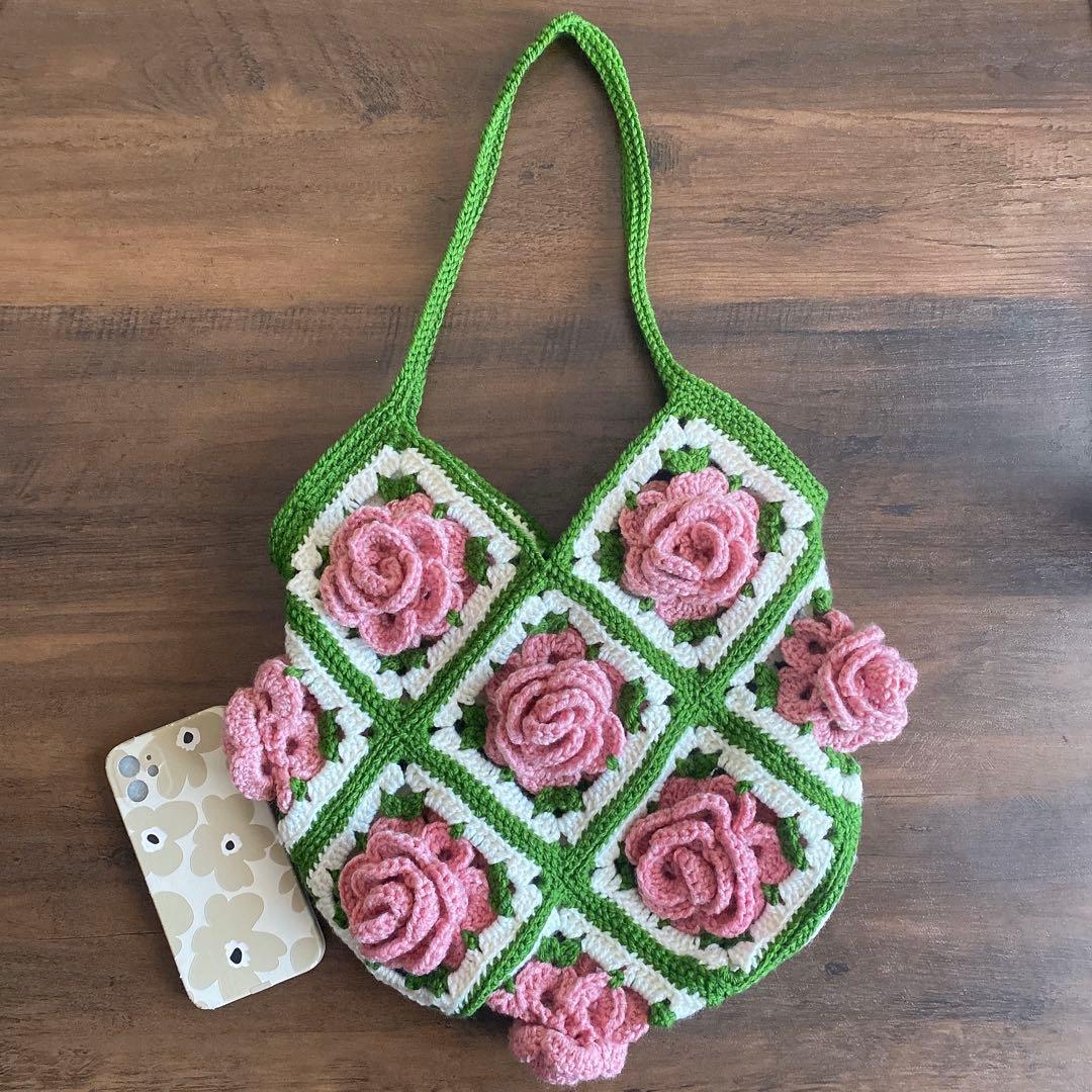 【新作】トートバッグ　編み物　編み物バッグ