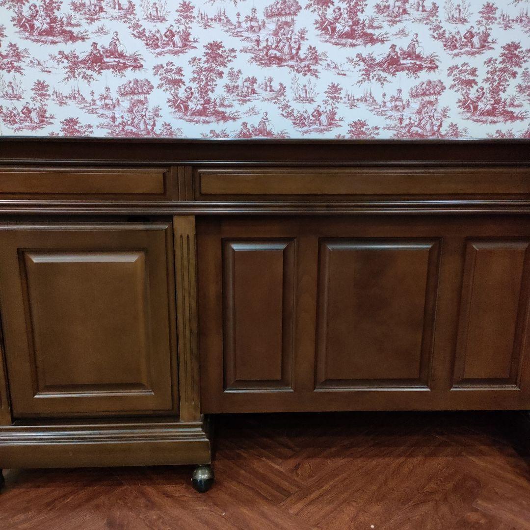 豪華クラシック書斎両袖 木製デスク 幅180㌢キャスター付き鍵付き