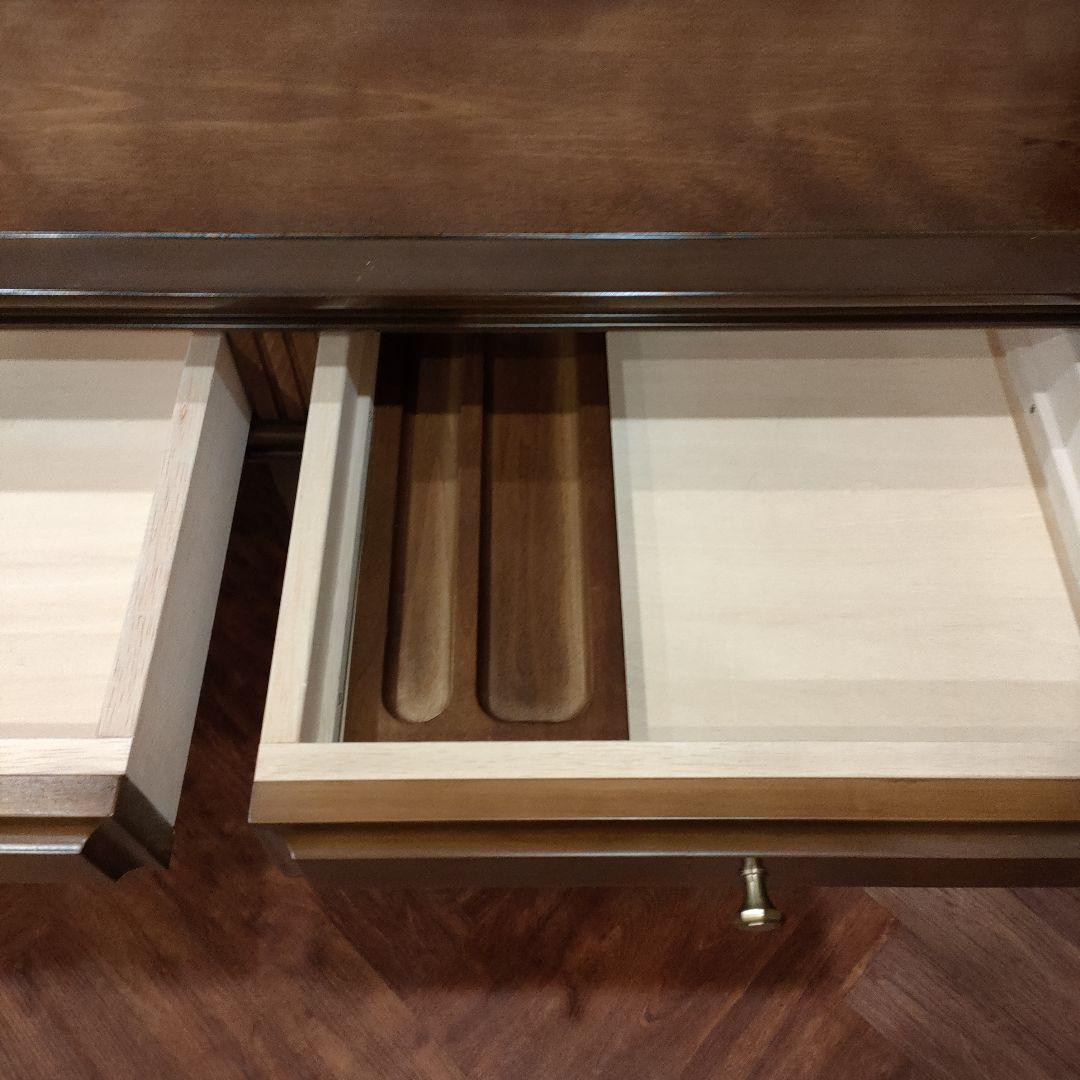 豪華クラシック書斎両袖 木製デスク 幅180㌢キャスター付き鍵付き