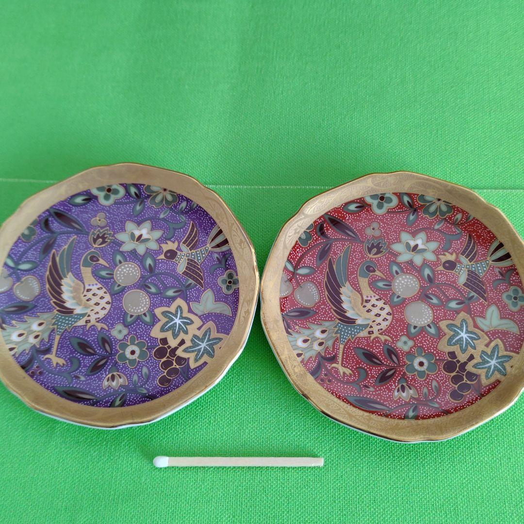 昇龍窯、ガンダーラ、金彩鳳凰図小皿５客セット