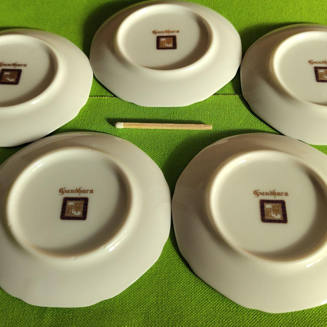 昇龍窯、ガンダーラ、金彩鳳凰図小皿５客セット