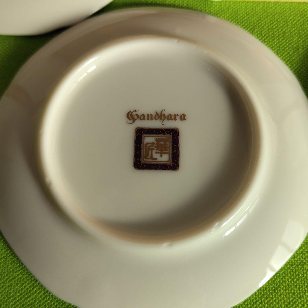 昇龍窯、ガンダーラ、金彩鳳凰図小皿５客セット