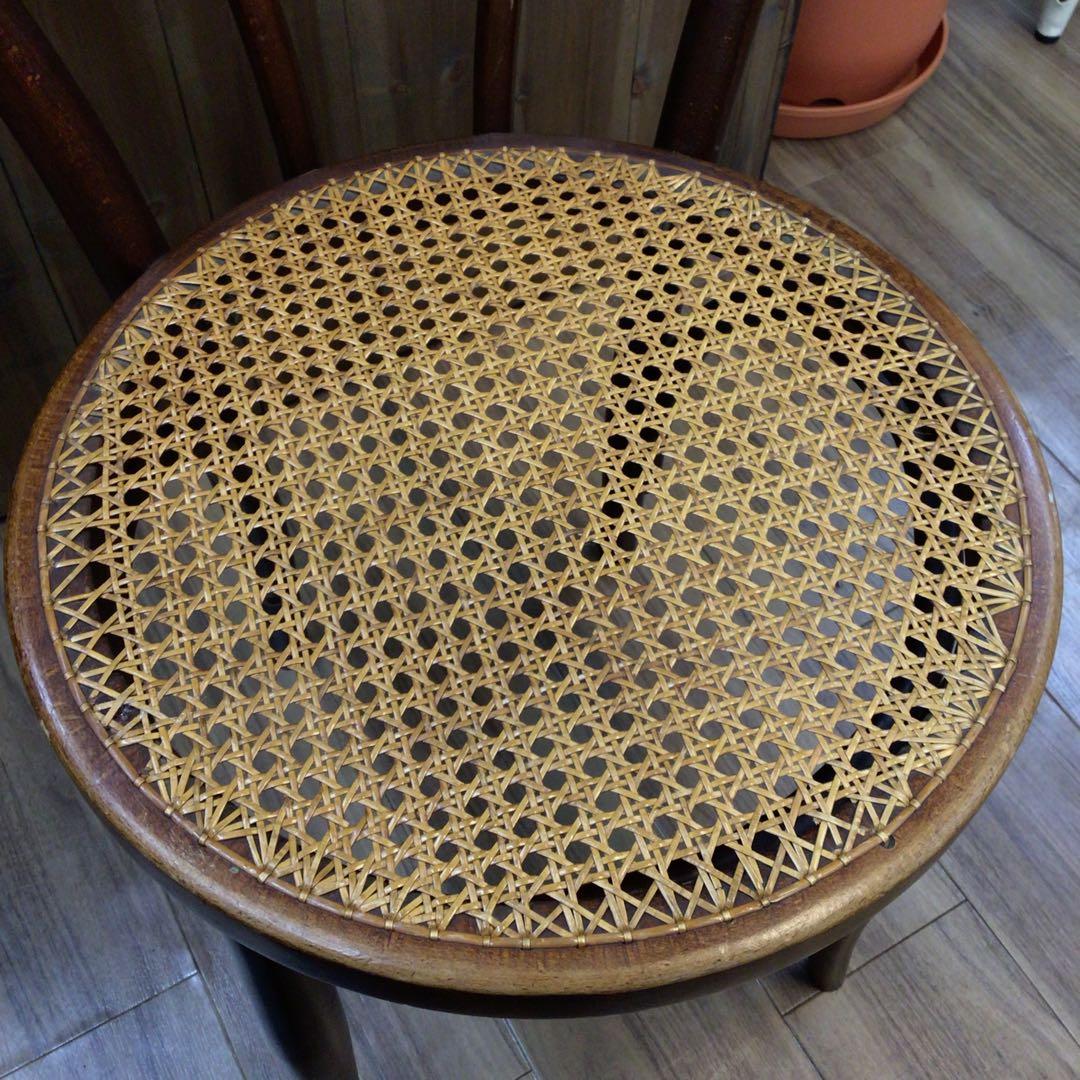 秋田木工 ベントウッドチェア ダイニング ラタン 藤 曲木 レトロ USED