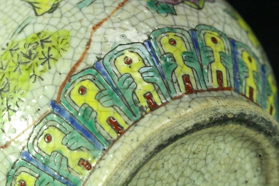 中国美術 色絵 唐子草花紋 瓶 一対 旧家蔵出(MG999)の通販