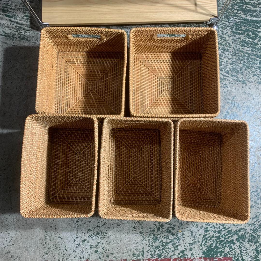 K980 無印良品 スチールユニットシェルフ 木製棚 ラタンバスケット付