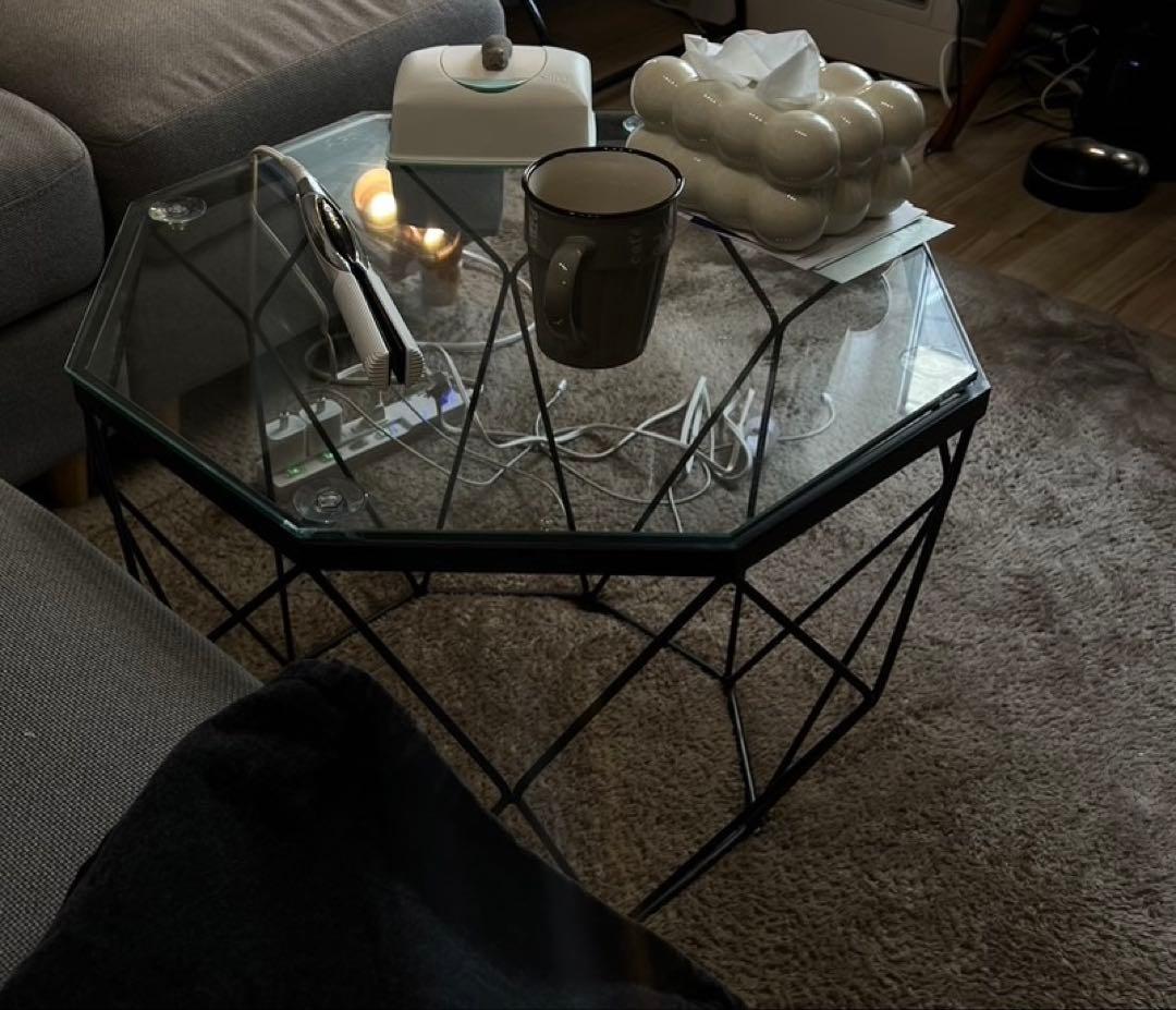 7610様_10/17購入予定 ジオメトリックデザイン 八角形ガラステーブル