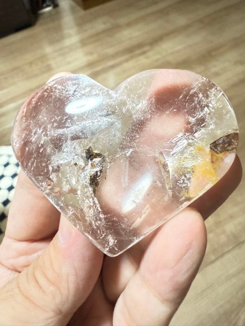 新品まとめ売りヒラヤマハート水晶3点セット格安　虹入り　共生タイプ　送料無料