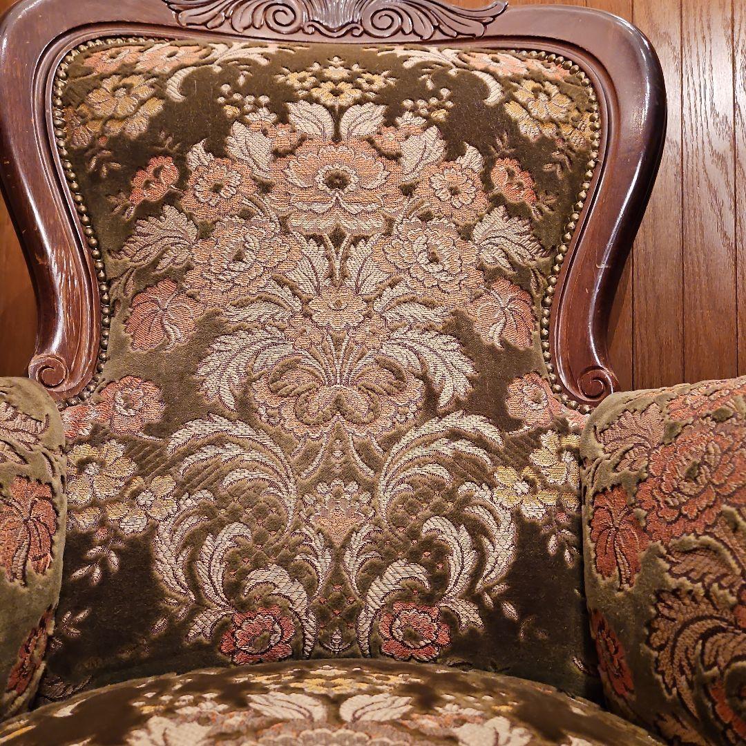 イタリア製 ヴィンテージソファ 金華山織 猫脚ソファ Ｂ パーソナルチェア