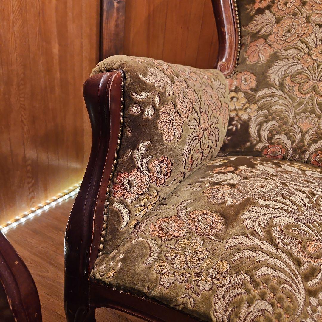 イタリア製 ヴィンテージソファ 金華山織 猫脚ソファ Ｂ パーソナルチェア