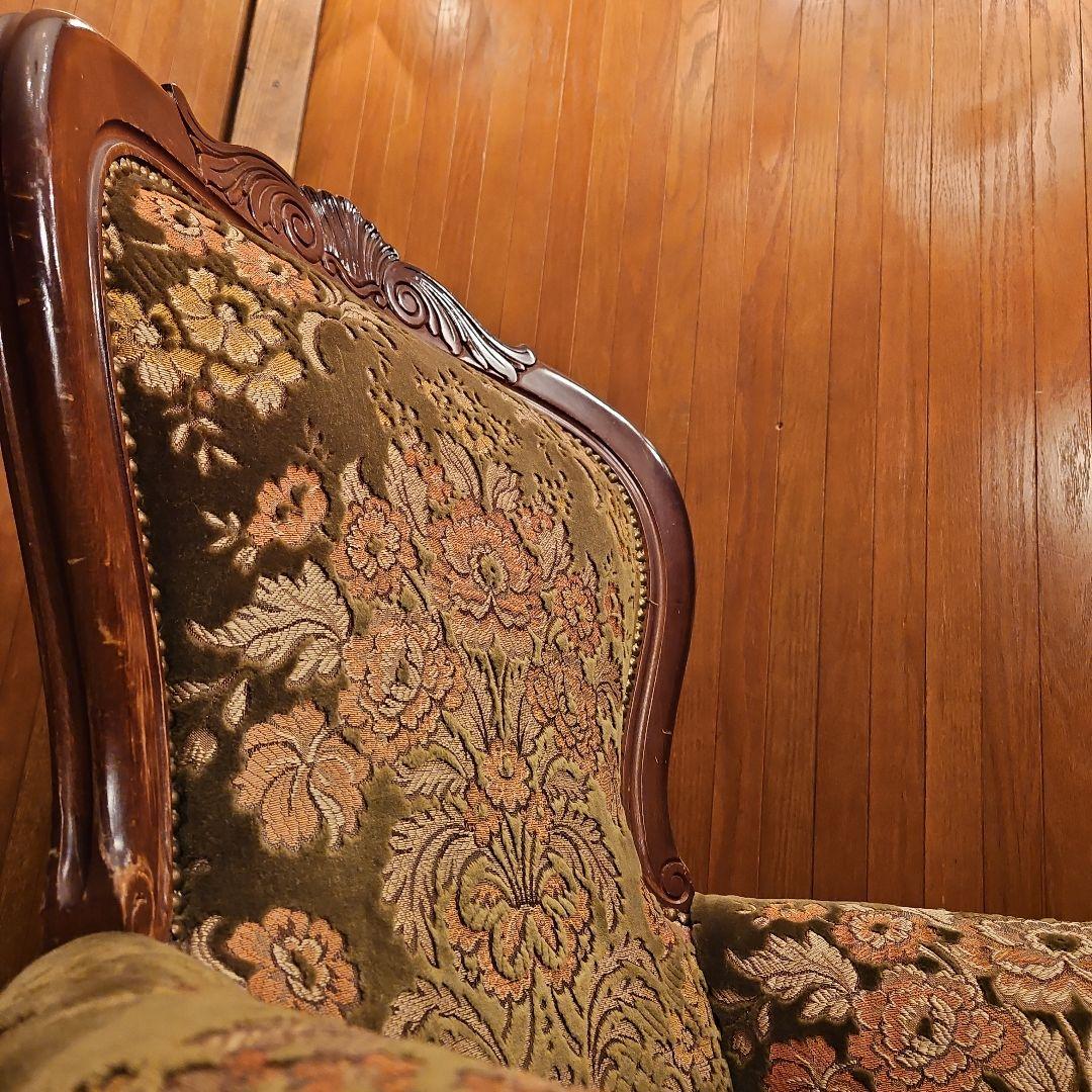 イタリア製 ヴィンテージソファ 金華山織 猫脚ソファ Ｂ パーソナルチェア