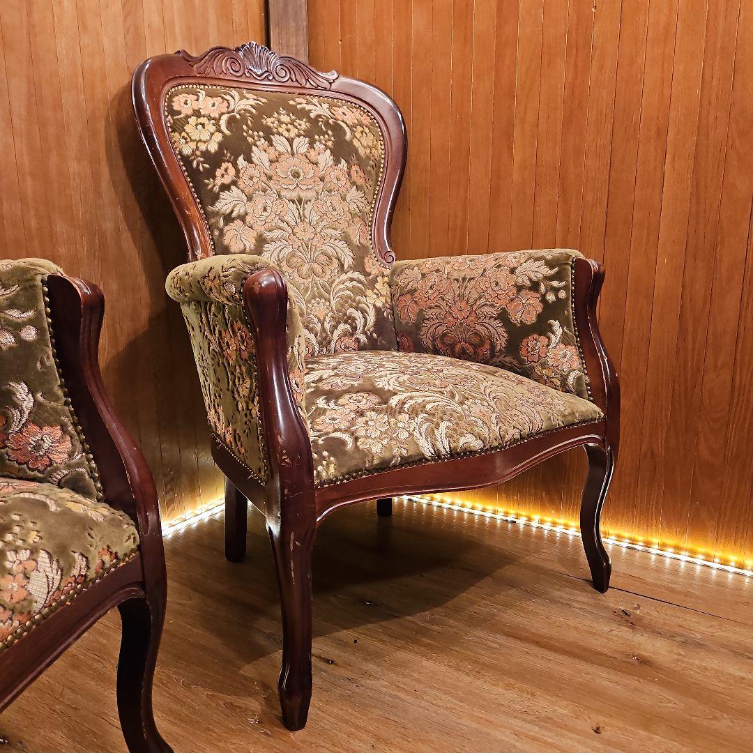 イタリア製 ヴィンテージソファ 金華山織 猫脚ソファ Ｂ パーソナルチェア