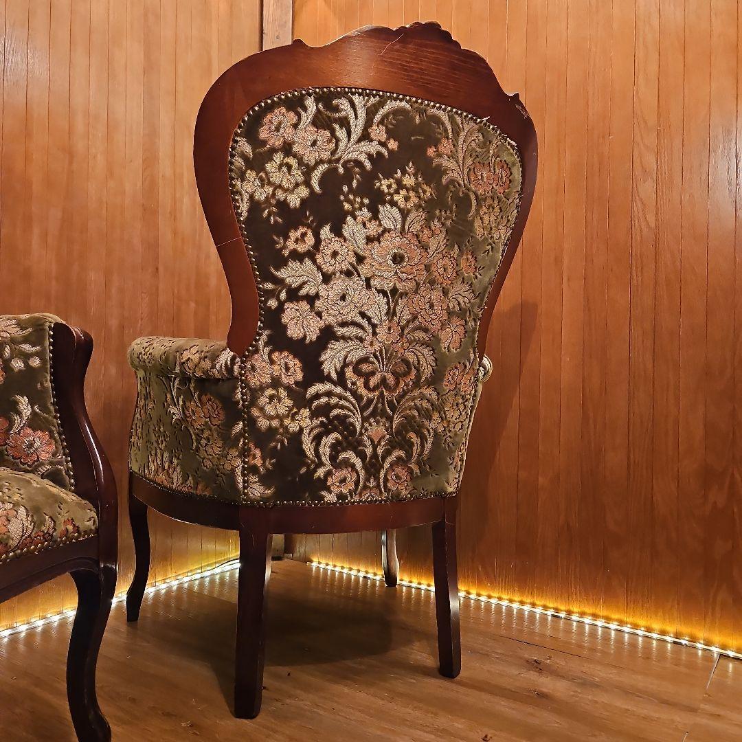 イタリア製 ヴィンテージソファ 金華山織 猫脚ソファ Ｂ パーソナルチェア