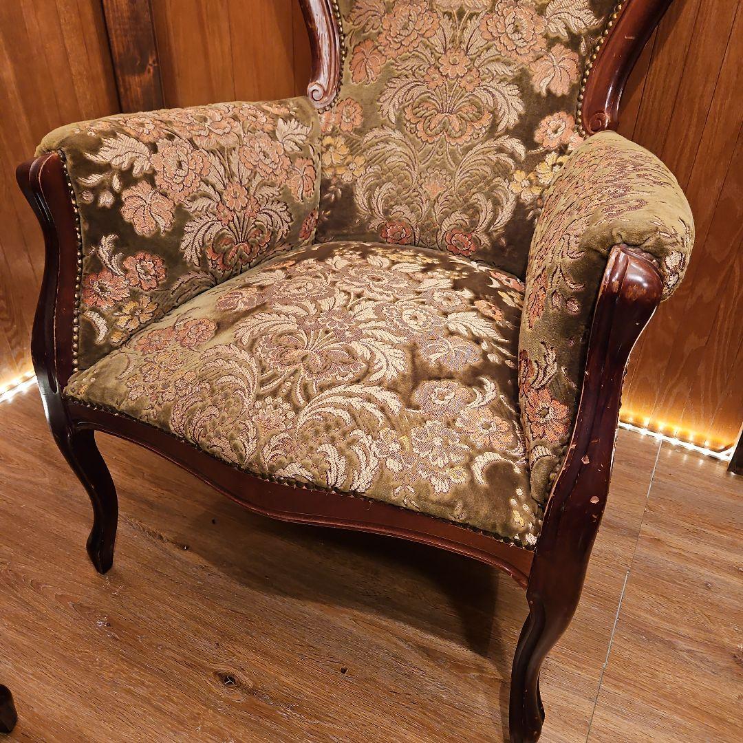 イタリア製 ヴィンテージソファ 金華山織 猫脚ソファ Ｂ パーソナルチェア