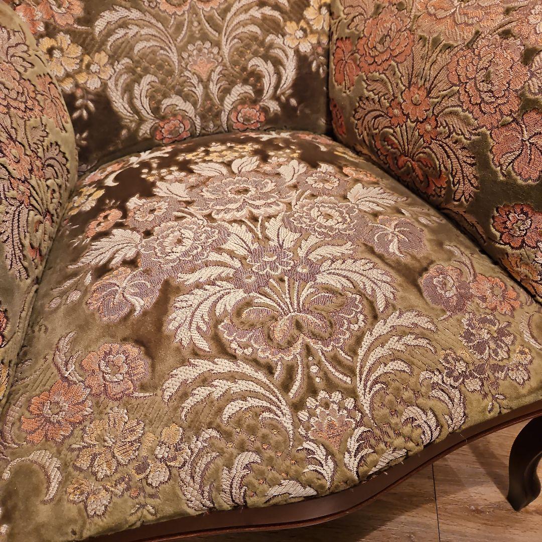 イタリア製 ヴィンテージソファ 金華山織 猫脚ソファ Ｂ パーソナルチェア