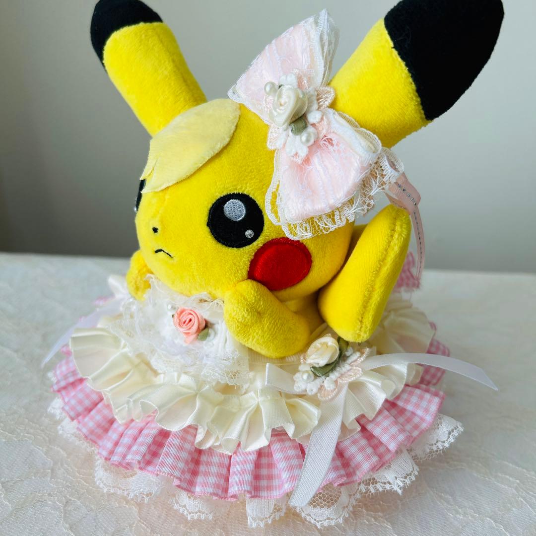 マイピカチュウ ポケモンfit ハンドメイドドレス ピンクチェック