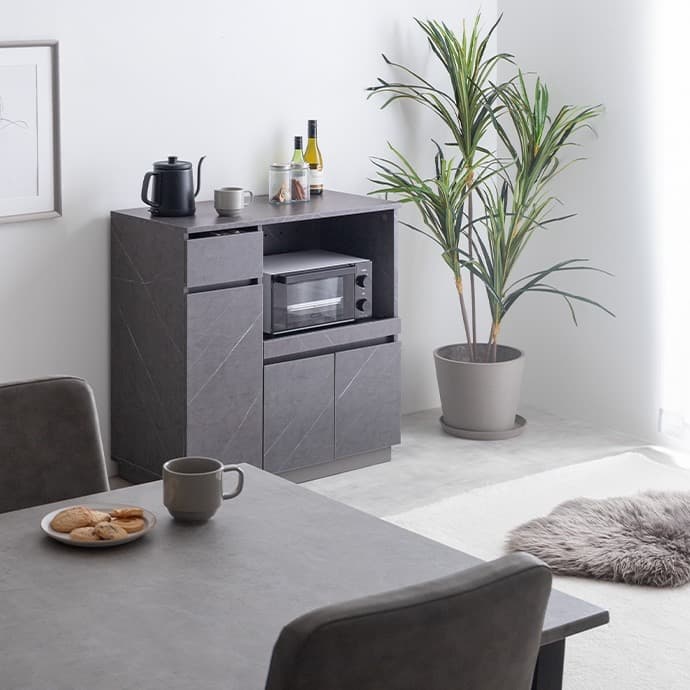 【幅80cm】Sincereレンジ台 キッチン収納 コンセント キャスター