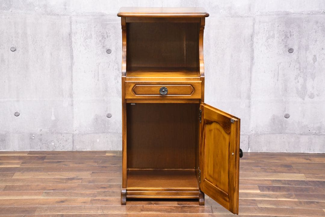 ECK53 オールドカリモク コロニアル 電話台 飾り台 花台 カタカナ表記