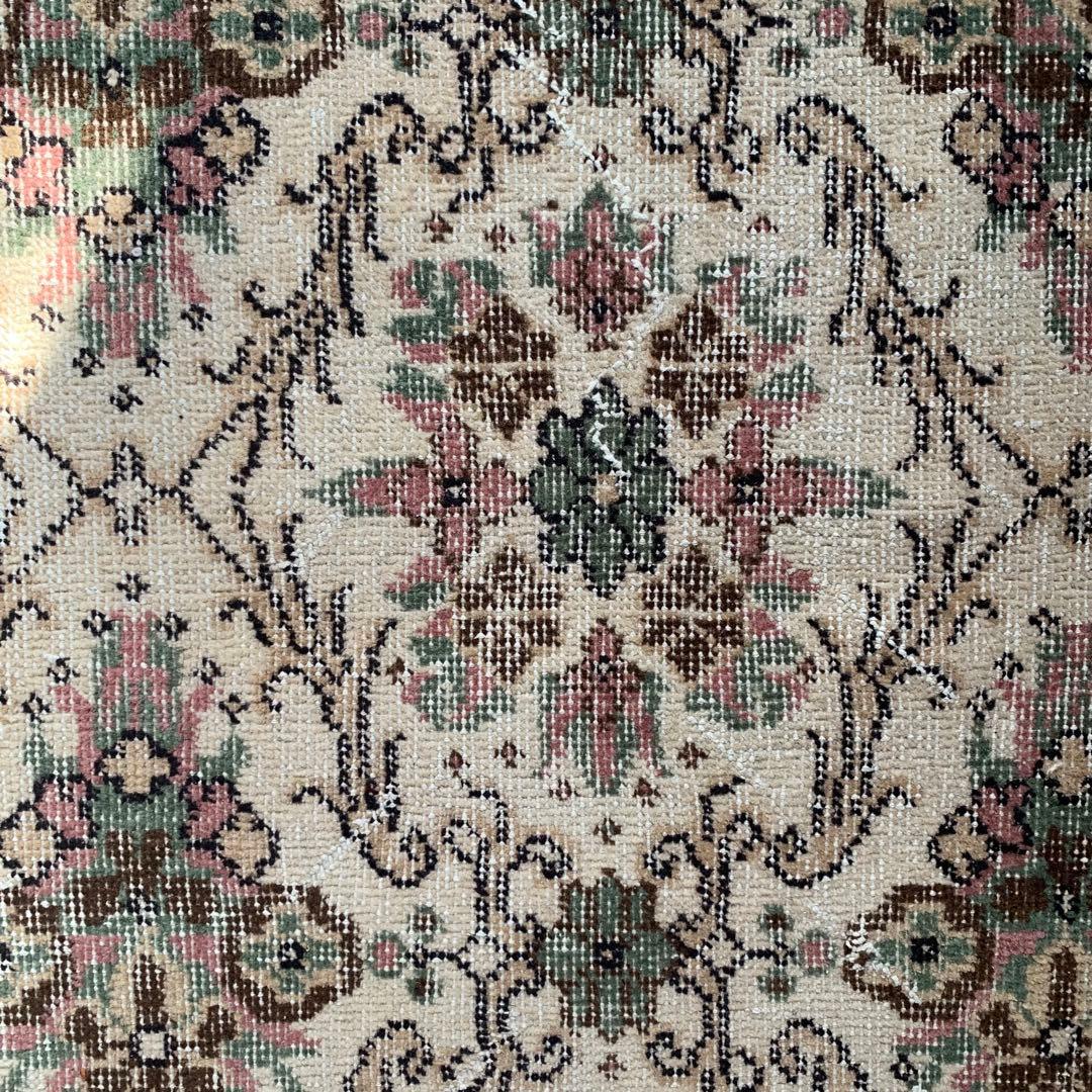 トルコヴィンテージラグ　204×108 くすみピンク　キャラメルベージュ　トルコ