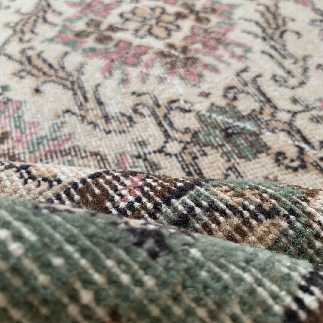 トルコヴィンテージラグ　204×108 くすみピンク　キャラメルベージュ　トルコ