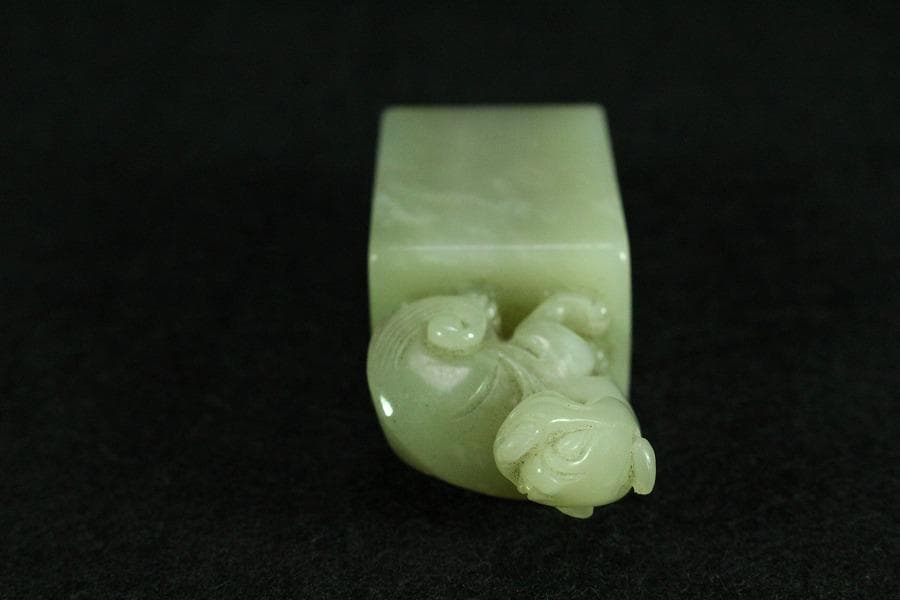 中国美術 白玉 獅子 印(K-YC542)