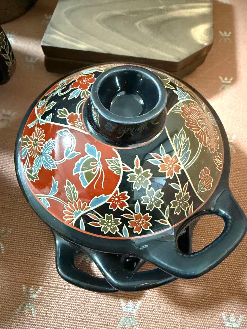 美濃焼】謙山窯 金彩 蓋付 スプーン付 台付 茶碗蒸し碗 3客セット