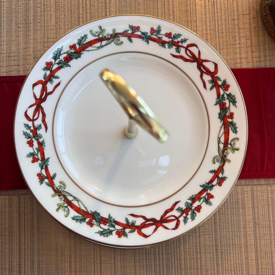  WORCESTER Holly Ribbons 二段ケーキスタンド