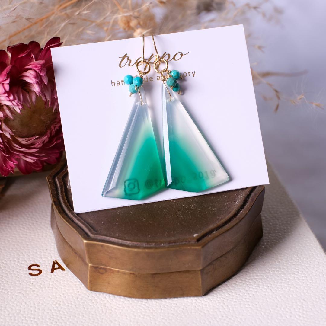 14kgfグリーンアゲートピアス/イヤリング