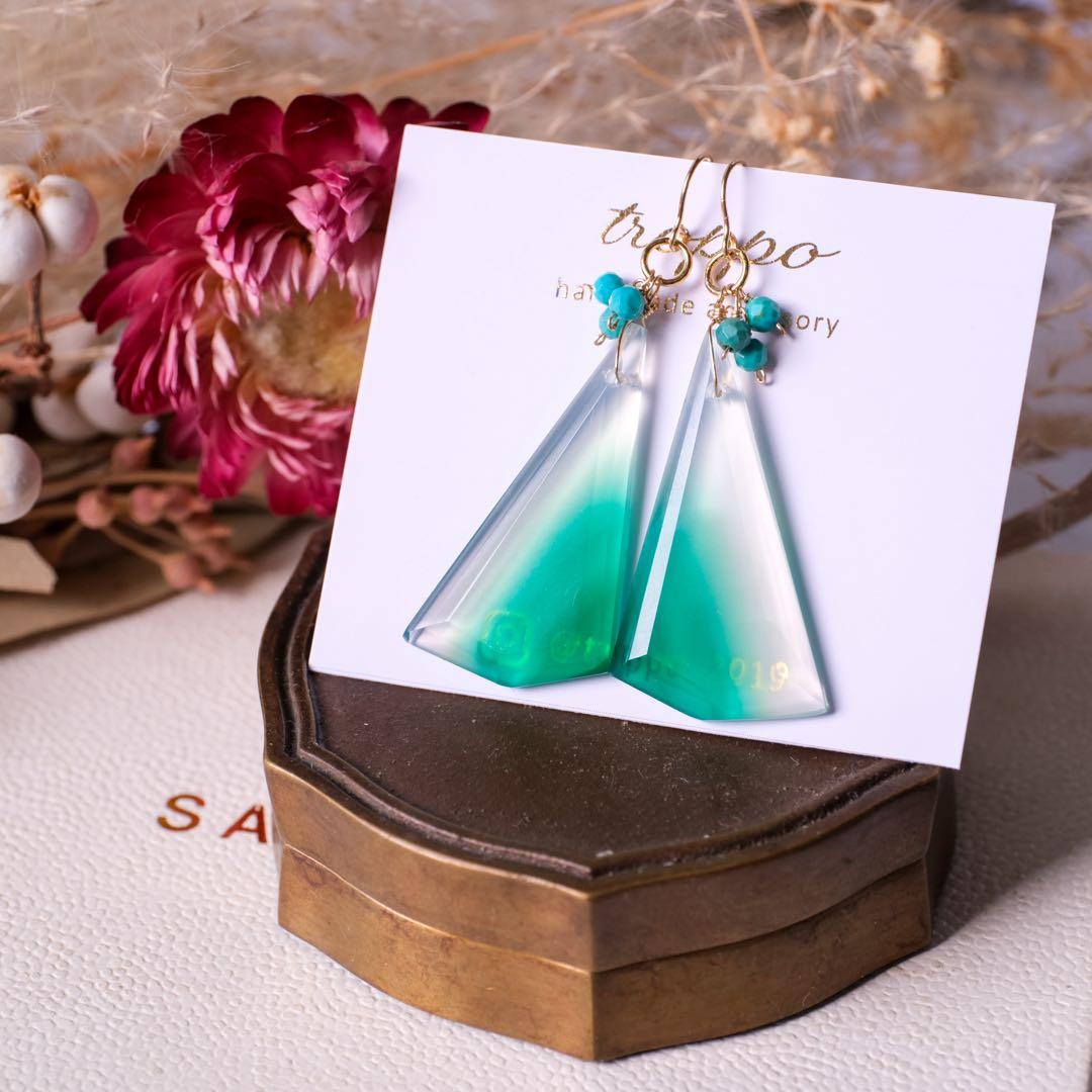 14kgfグリーンアゲートピアス/イヤリング