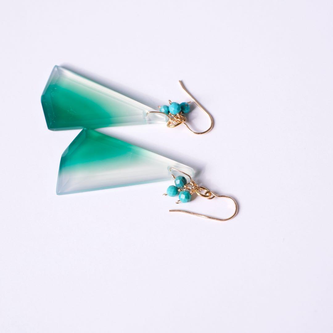 14kgfグリーンアゲートピアス/イヤリング