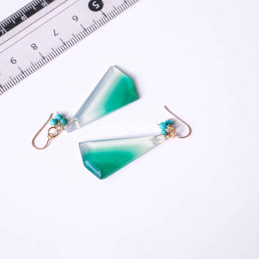 14kgfグリーンアゲートピアス/イヤリング