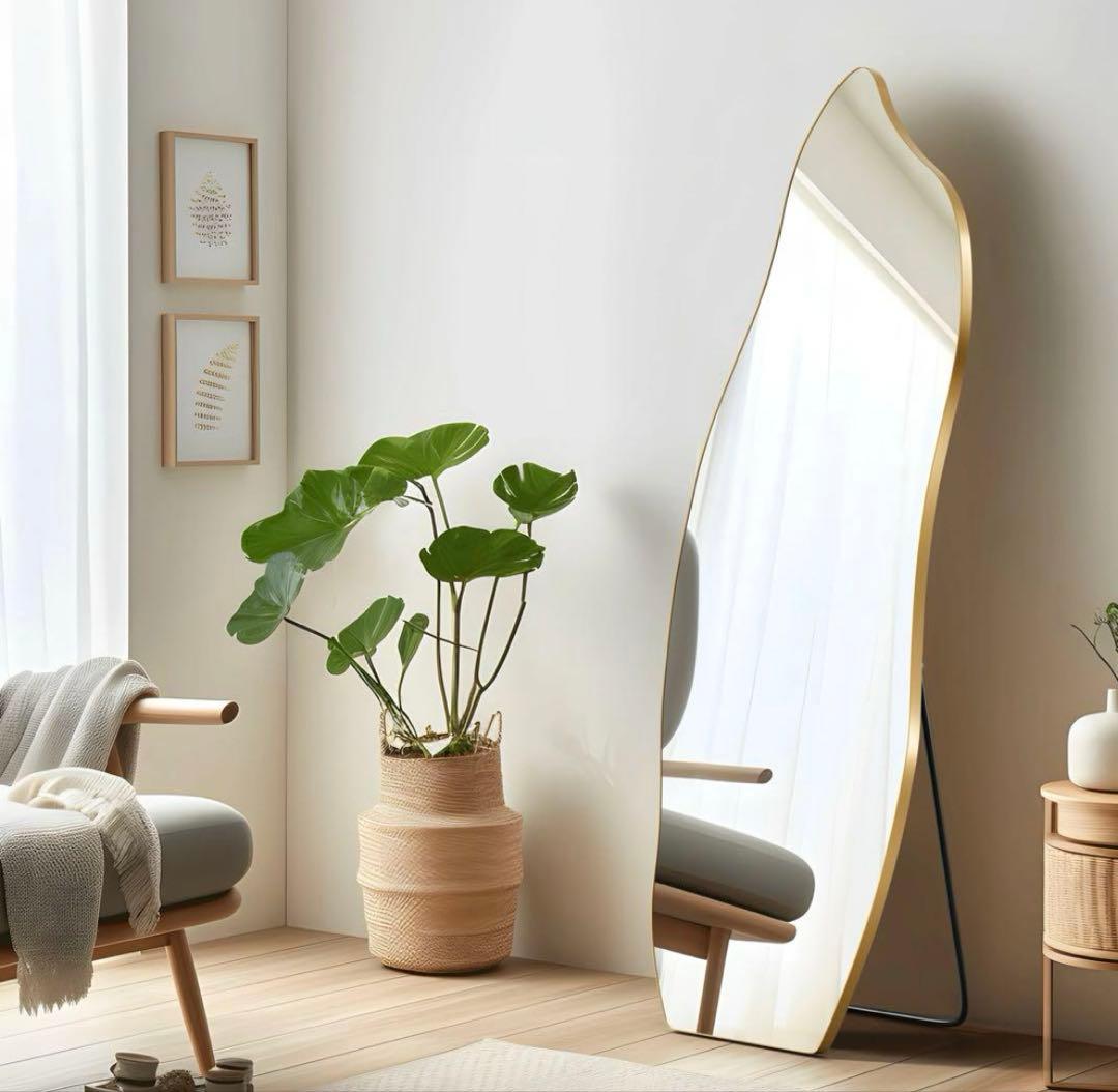 スタンドミラー　全身鏡　ウェーブミラー　韓国
