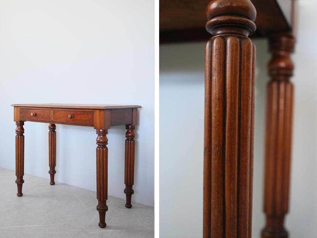 英国アンティーク古木デスク/作業台/勉強机/木製テーブル/オフィス(89-244