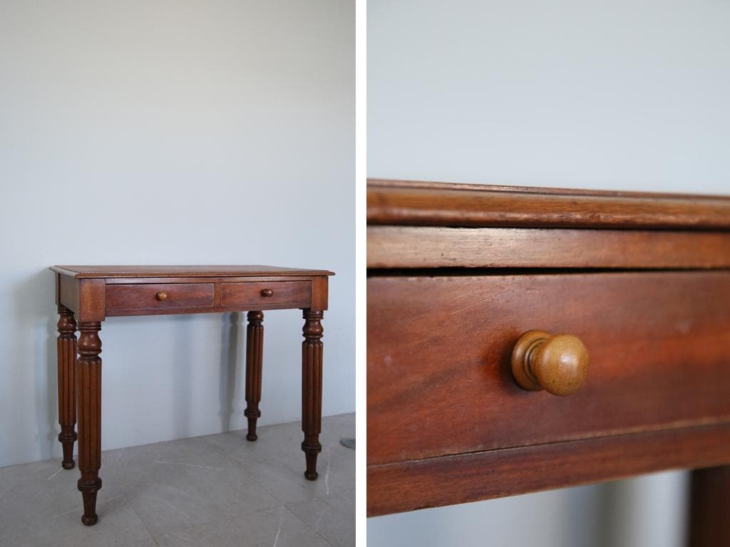 英国アンティーク古木デスク/作業台/勉強机/木製テーブル/オフィス(89-244