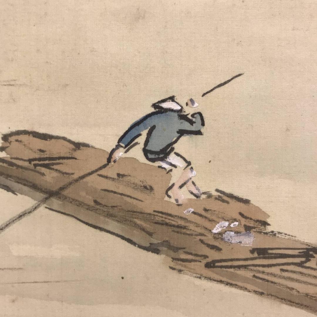 模写/池大雅/竹林七賢人図/絹表装/布袋屋掛軸HF-785