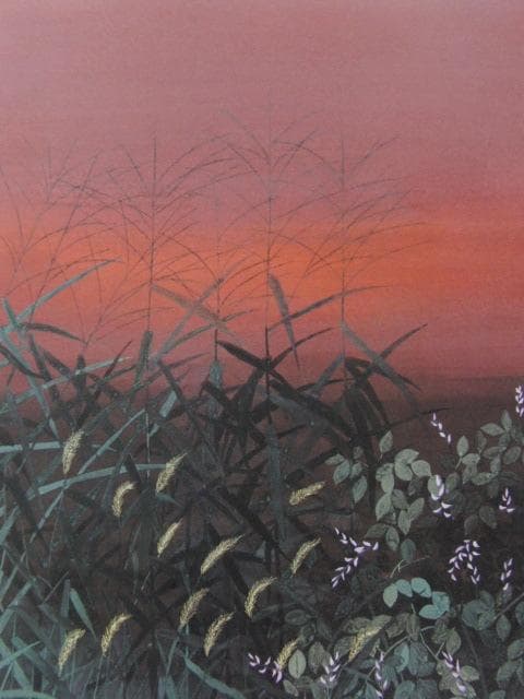 芦本奈與子、【秋茜】、希少な額装用画集画、新品高級額 額装付、状態良好