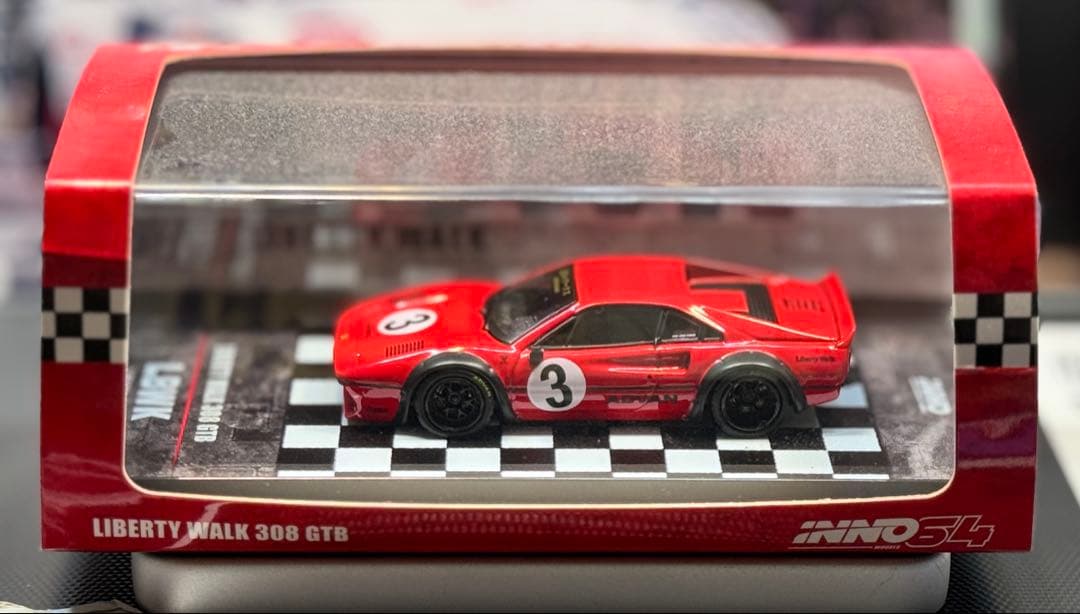 LBWK 308 GTB ミニカー 赤色 灰色2台セット レース仕様 おまけ付き