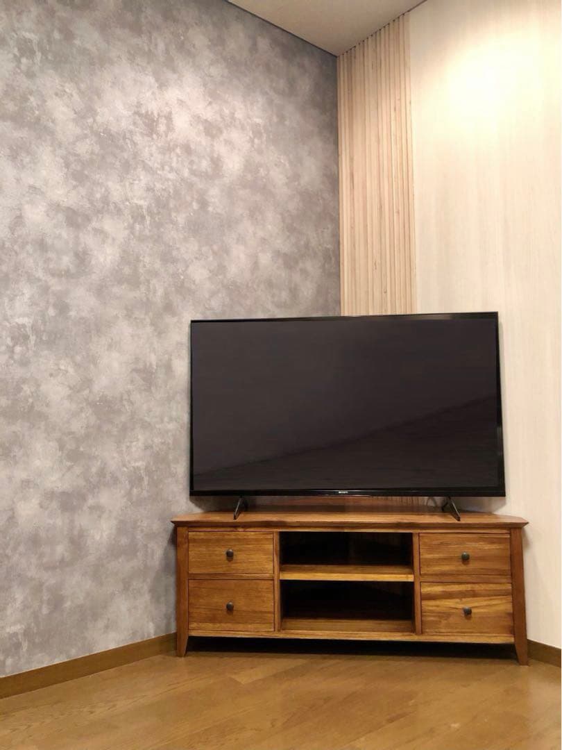 ギギリビング コーナーテレビ台 テレビボード チーク材 無垢材 木製 マボガニー