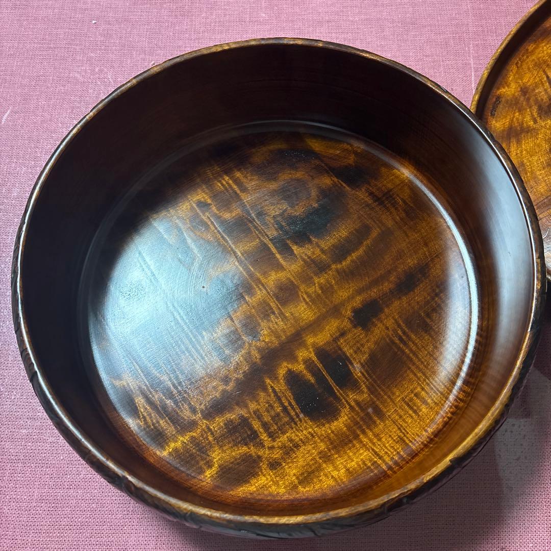 昭和时期木製 ふき子作 葉の彫刻