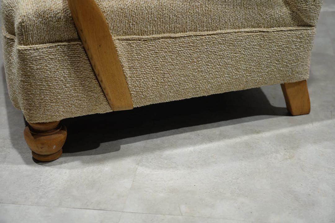 大正時代　1人掛けソファ　アンティークチェア　ブリッジアーム　栗材