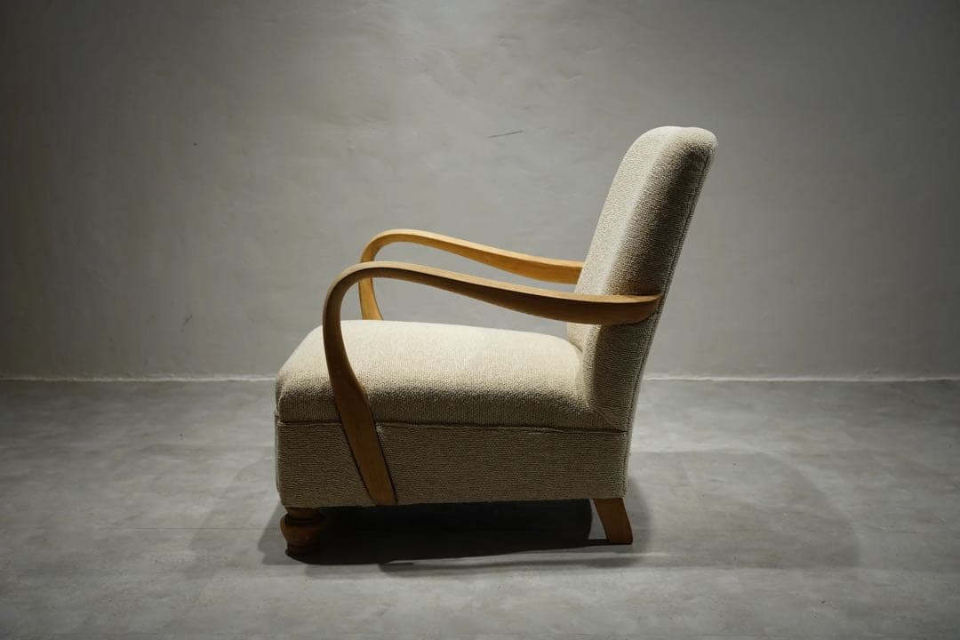 大正時代　1人掛けソファ　アンティークチェア　ブリッジアーム　栗材