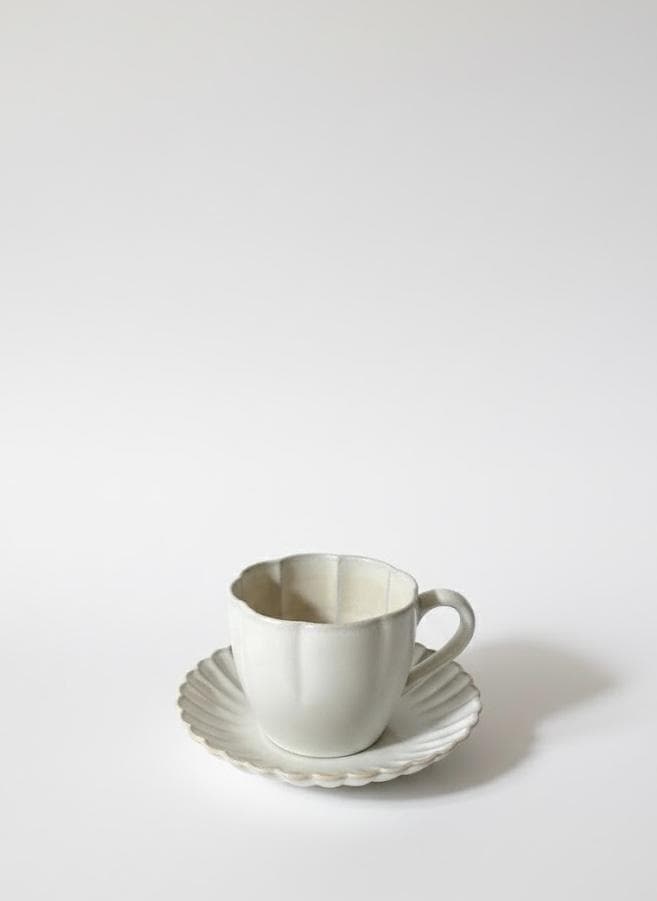 新品】赤津焼 白峰園 16.5cm デザート皿 手造り 陶器 オフホワイト