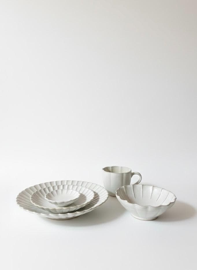 新品】赤津焼 白峰園 16.5cm デザート皿 手造り 陶器 オフホワイト