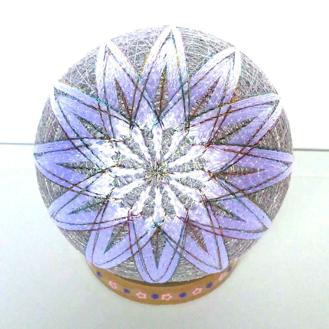 ペア手毬　　No. 72　キラキラ*オーロラ*パステルカラー糸使用