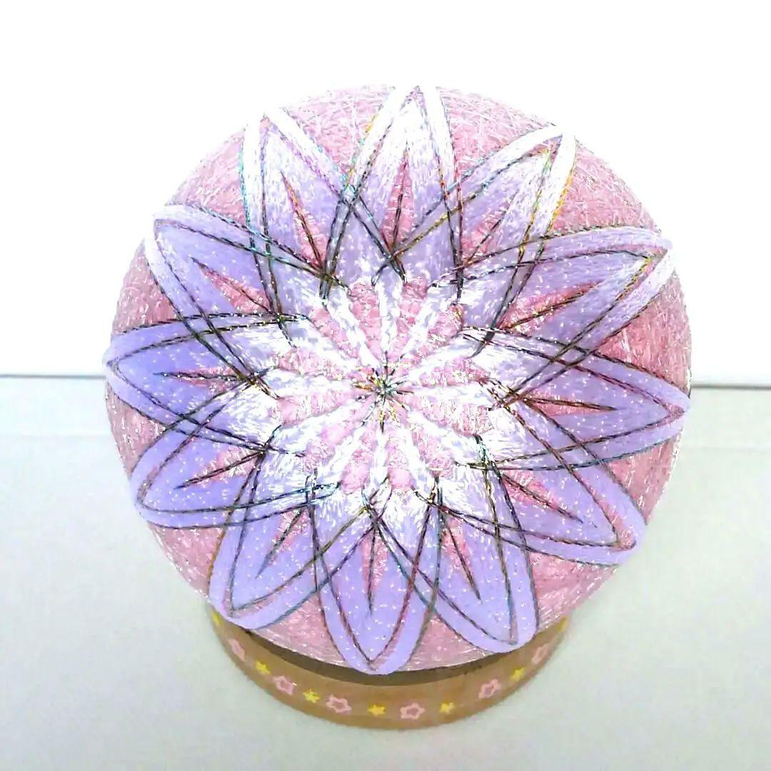 ペア手毬　　No. 72　キラキラ*オーロラ*パステルカラー糸使用