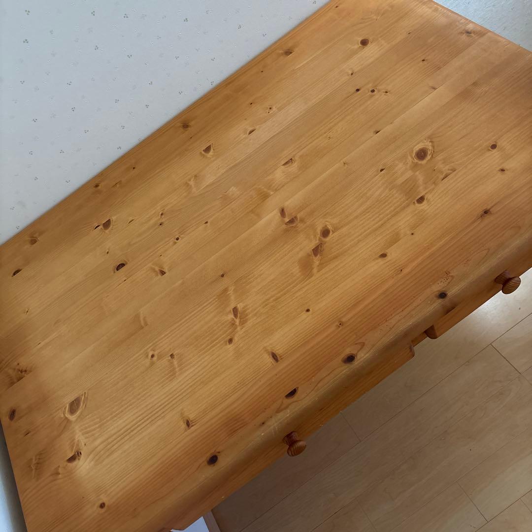 木製デスク ナチュラルウッド 2引き出し　（パイン材？）